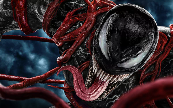 Venom and Carnage face off in a captivating movie wallpaper with a high-definition desktop background.