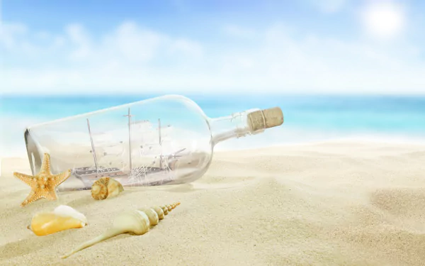bottle sand man made ship in a bottle HD Desktop Wallpaper | Background Image