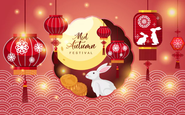 Moon Festival holiday Mid-Autumn Festival HD Desktop Wallpaper | Background Image