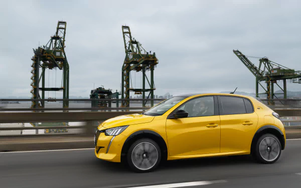 supermini electric car vehicle Peugeot e-208 GT HD Desktop Wallpaper | Background Image