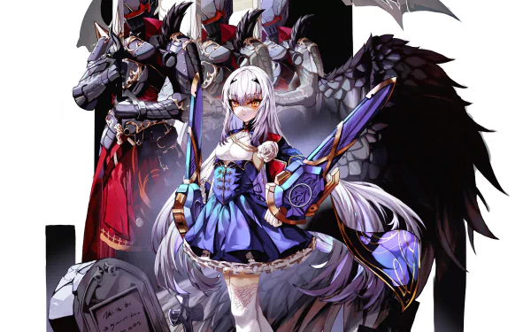 4K Ultra HD PC wallpaper featuring Yousei-kishi Lancelot from Fate/Grand Order, showcasing a detailed anime character with armor, swords, and a dark, dramatic background.