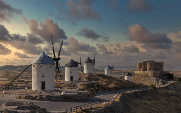 Spain man made windmill HD Desktop Wallpaper | Background Image