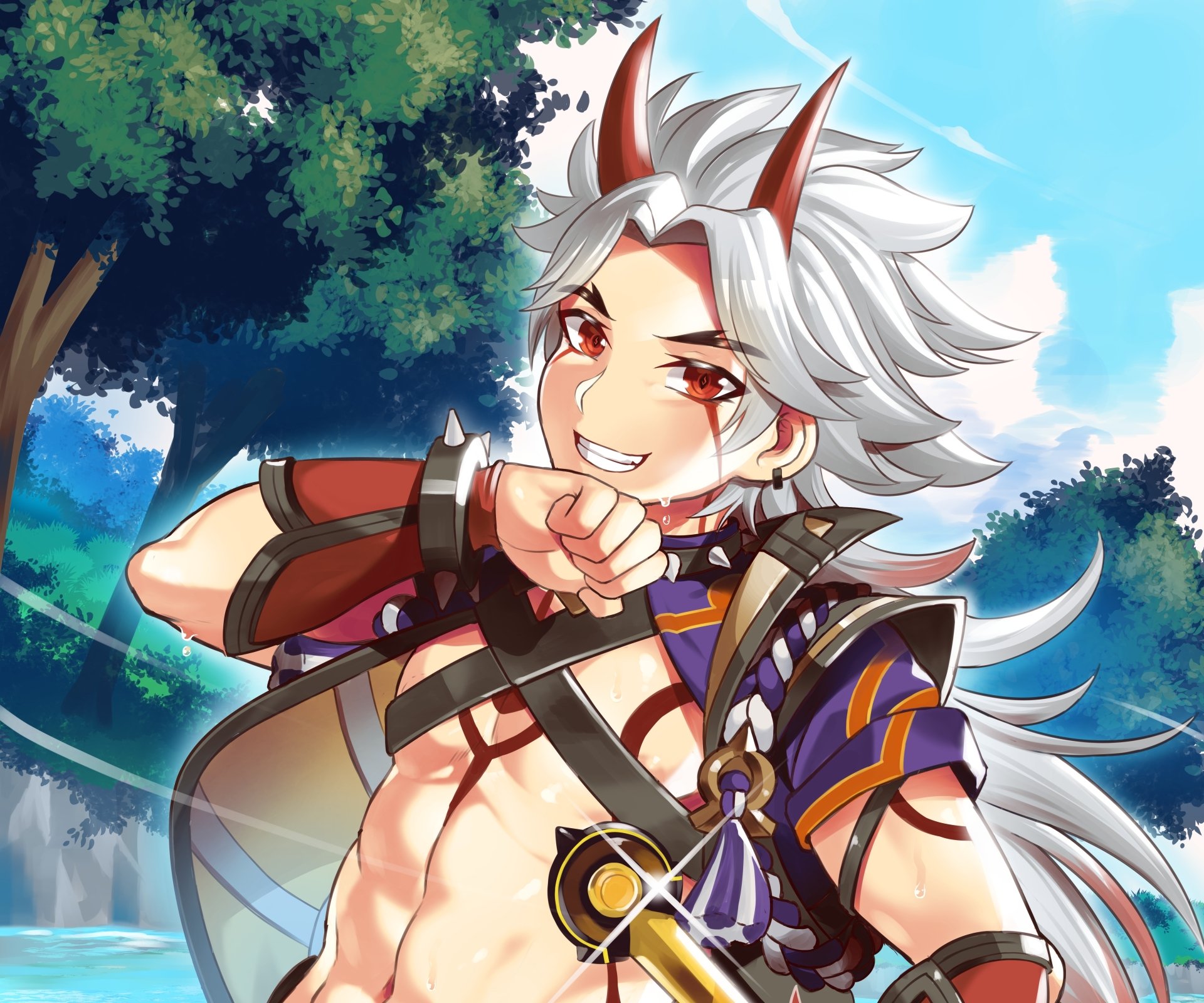 Download Arataki Itto Video Game Genshin Impact 4k Ultra HD Wallpaper