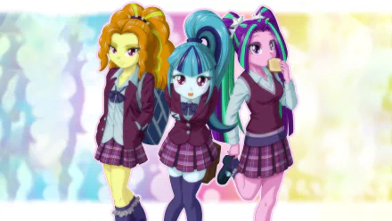school uniform Sonata Dusk Aria Blaze Adagio Dazzle movie My Little Pony: Equestria Girls - Friendship Games HD Desktop Wallpaper | Background Image