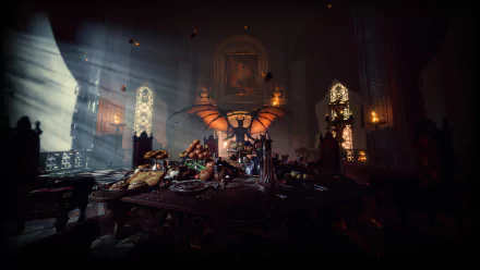 4K Ultra HD PC desktop wallpaper featuring a dark, atmospheric scene from the video game Baldur's Gate 3, with dramatic lighting and detailed gothic architecture.