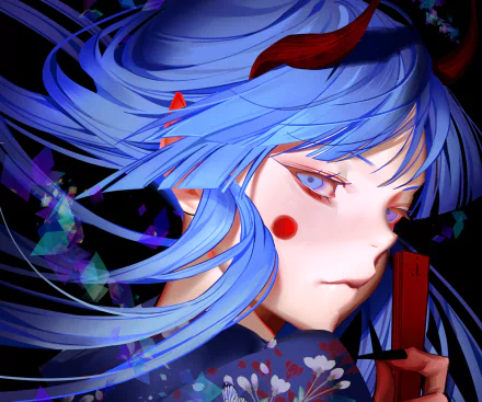 blue hair fantasy demon HD Desktop Wallpaper | Background Image