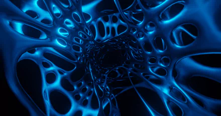 Abstract blue tunnel with smooth, flowing shapes and deep shadows, rendered in 4K Ultra HD for a striking PC desktop wallpaper and background.