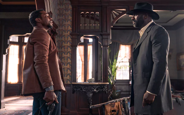 Idris Elba Jonathan Majors movie The Harder They Fall HD Desktop Wallpaper | Background Image