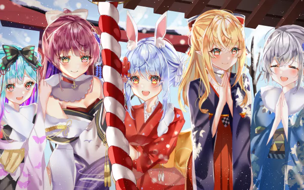 hololive Usada Pekora Uruha Rushia Shirogane Noel Shiranui Flare Houshou Marine Anime Virtual Youtuber HD Desktop Wallpaper | Background Image