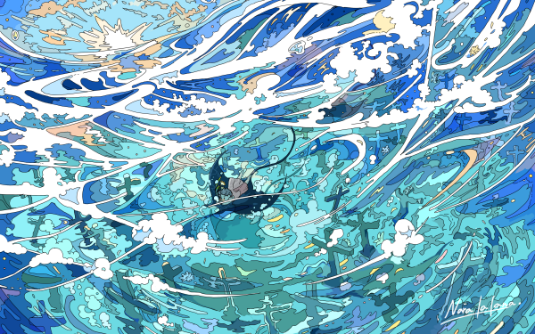 Anime Underwater Graveyard HD Wallpaper | Background Image