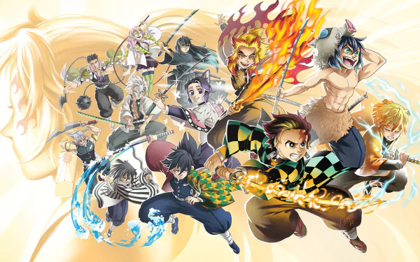 Giyuu Tomioka Tengen Uzui Yoriichi Tsugikuni Sanemi Shinazugawa Shinobu Kochou Mitsuri Kanroji Tanjiro Kamado Obanai Iguro Gyomei Himejima Inosuke Hashibira Zenitsu Agatsuma Anime Demon Slayer: Kimetsu no Yaiba HD Desktop Wallpaper | Background Image