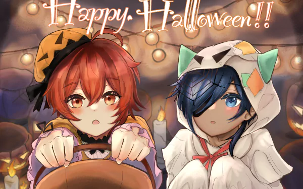 Happy Halloween Kaeya (Genshin Impact) Diluc (Genshin Impact) video game Genshin Impact HD Desktop Wallpaper | Background Image
