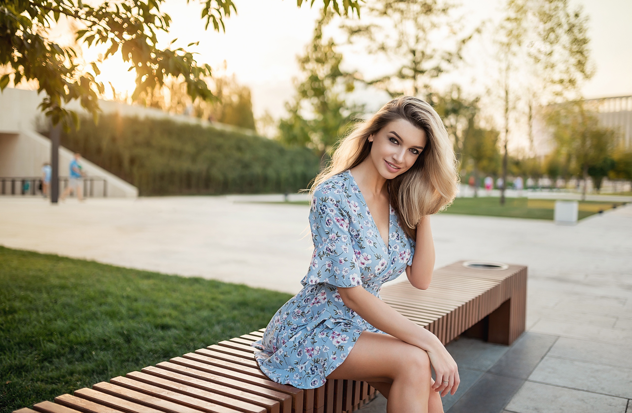 Download Elena Korovaina Dress Blonde Woman Model HD Wallpaper