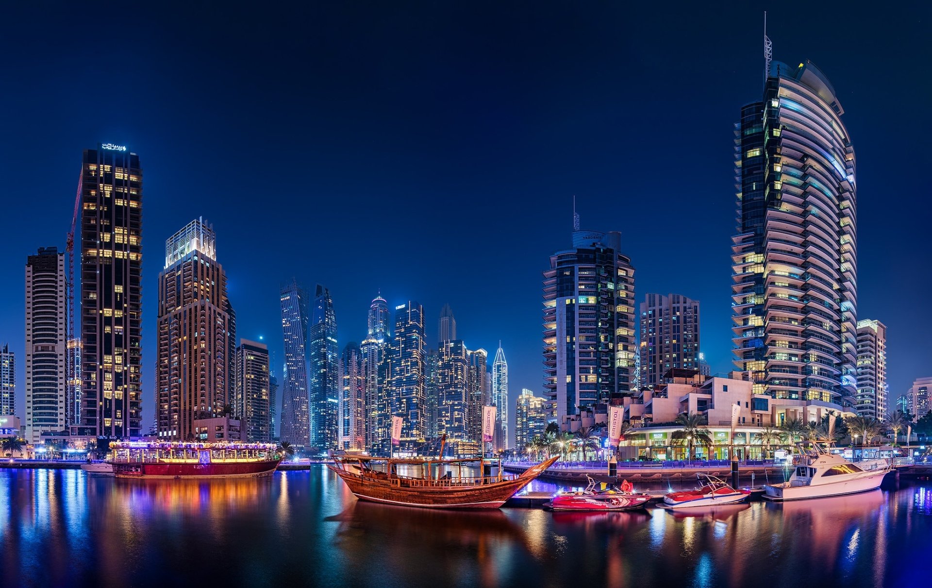 Download United Arab Emirates Skyscraper City Night Man Made Dubai HD Wallpaper