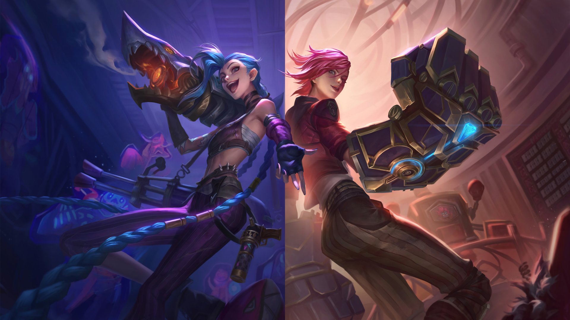 Download Jinx (League Of Legends) VI (League Of Legends) TV Show Arcane 8k Ultra HD Wallpaper