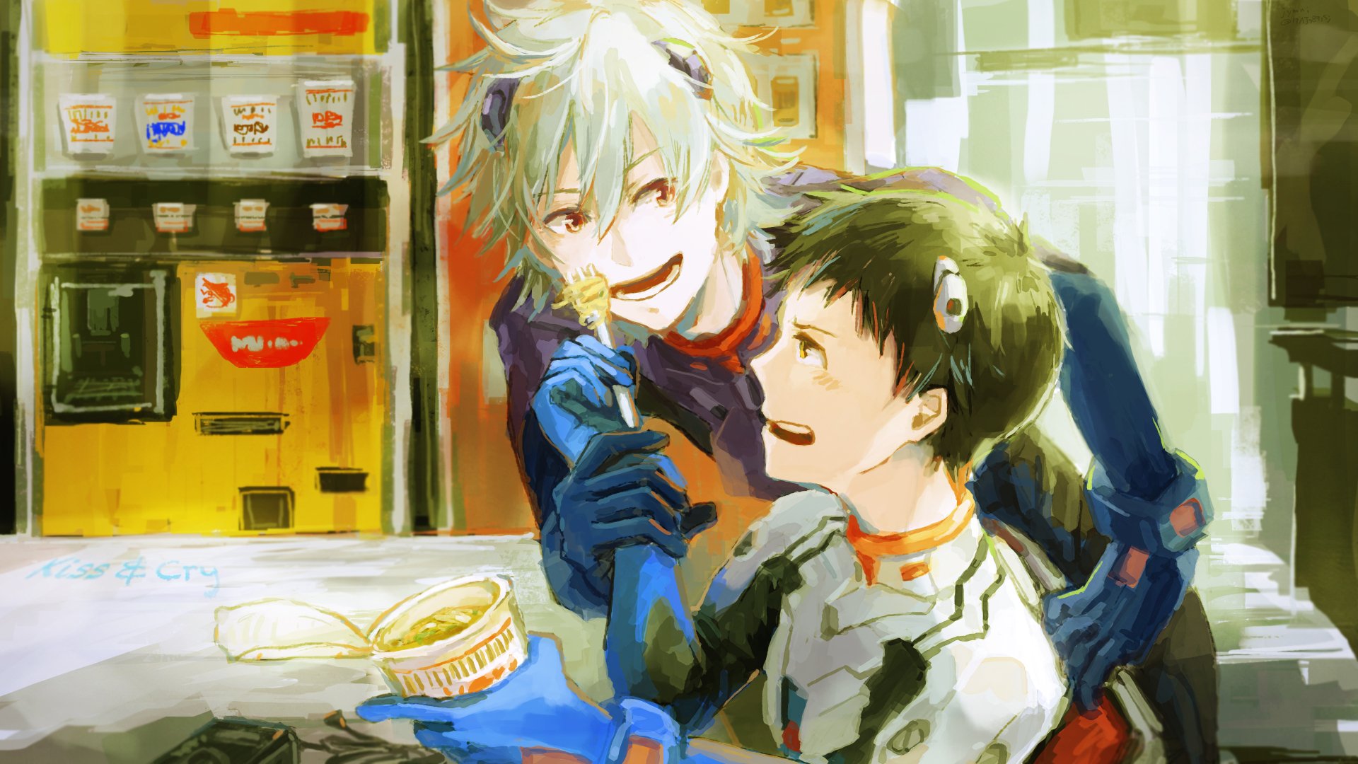 Download Kaworu Nagisa Shinji Ikari Anime Neon Genesis Evangelion 4k Ultra HD Wallpaper