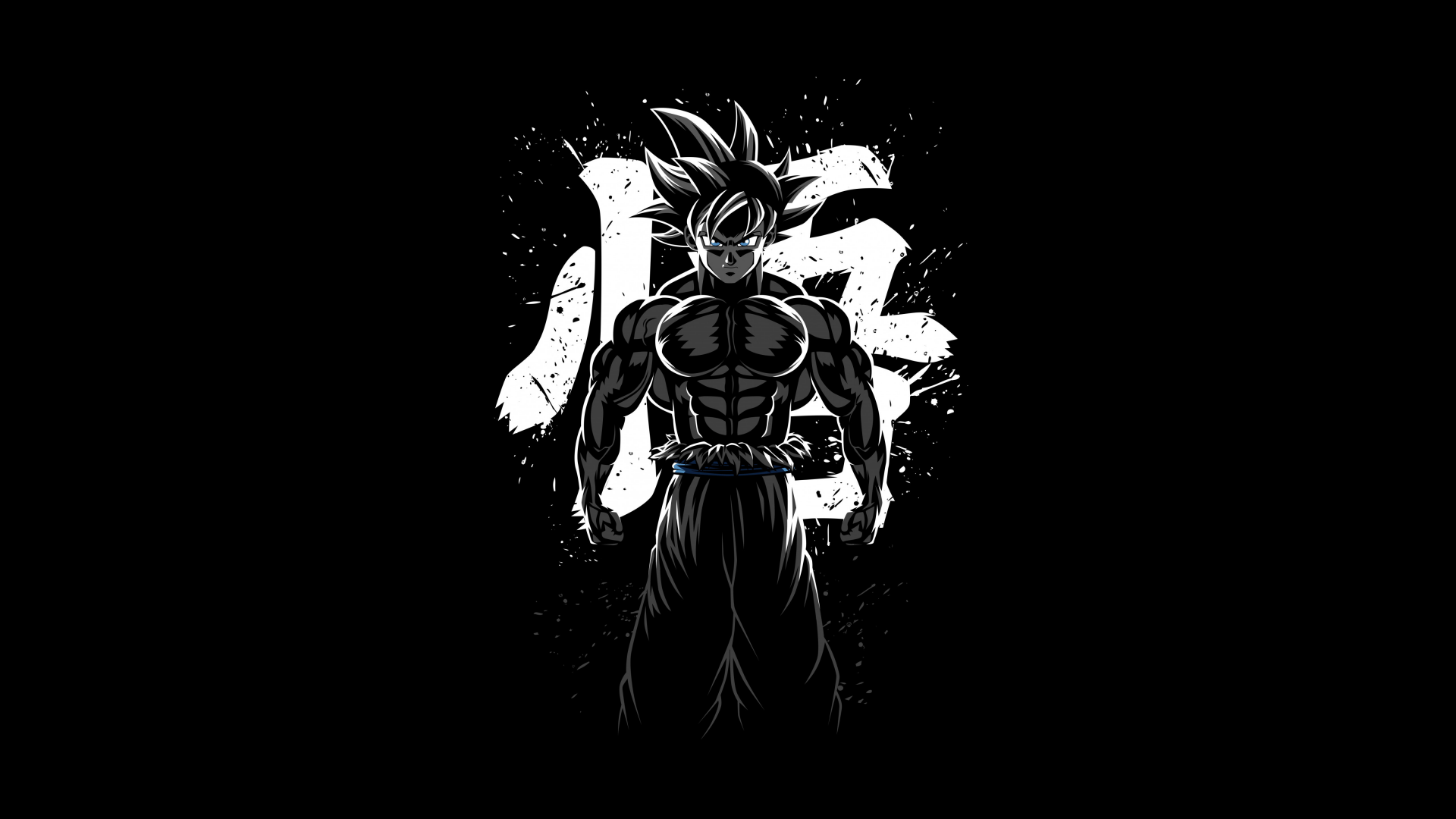 Goku from Dragon Ball Z stands in a dark, intense anime style against a black background, designed as a 4K Ultra HD PC desktop wallpaper.