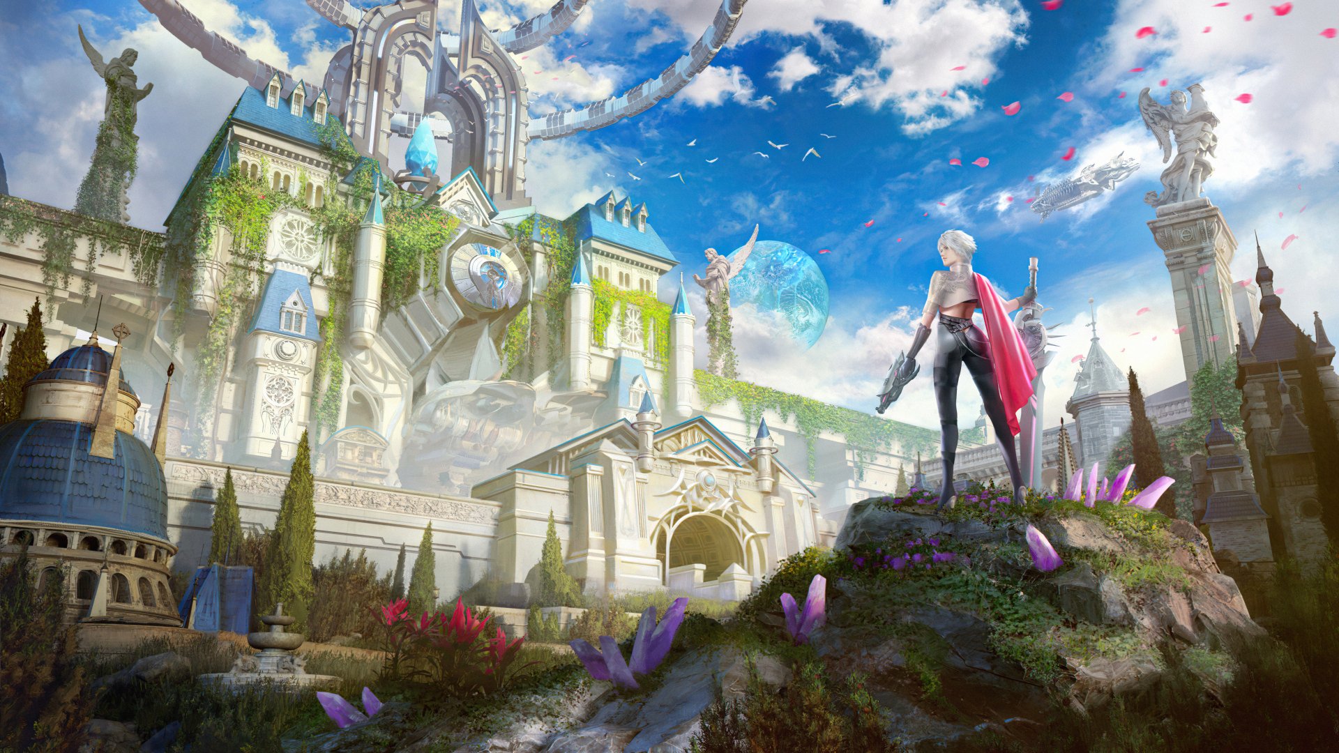 Download Building Fantasy Woman Warrior 4k Ultra HD Wallpaper by LI MO