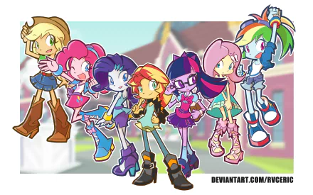 Fluttershy (My Little Pony) Rainbow Dash Applejack (My Little Pony) Pinkie Pie Rarity (My Little Pony) Sci-Twi (My Little Pony) Sunset Shimmer TV Show My Little Pony: Equestria Girls HD Desktop Wallpaper | Background Image