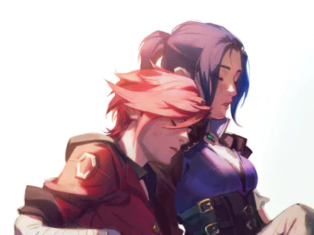 HD desktop wallpaper featuring Vi and Caitlyn from the TV show Arcane, inspired by League of Legends characters.
