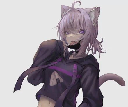 hololive Nekomata Okayu Anime Virtual Youtuber HD Desktop Wallpaper | Background Image