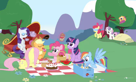 picnic Scootaloo (My Little Pony) Sweetie Belle Apple Bloom Rarity (My Little Pony) Fluttershy (My Little Pony) Applejack (My Little Pony) Rainbow Dash Pinkie Pie Twilight Sparkle TV Show My Little Pony: Friendship Is Magic HD Desktop Wallpaper | Background Image