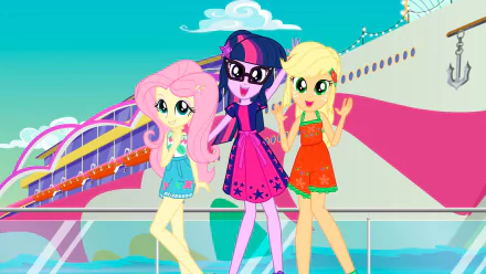 Applejack (My Little Pony) Fluttershy (My Little Pony) Sci-Twi (My Little Pony) movie My Little Pony: Equestria Girls - Spring Breakdown HD Desktop Wallpaper | Background Image