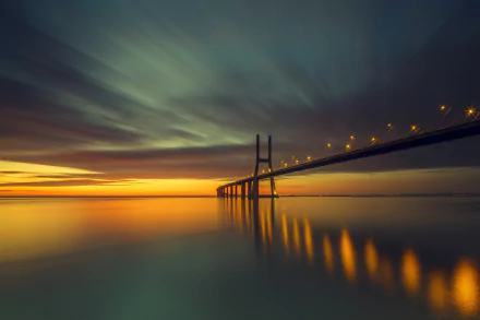 man made Vasco da Gama Bridge HD Desktop Wallpaper | Background Image