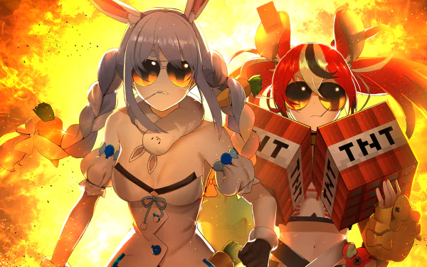 hololive Usada Pekora Hakos Baelz Anime Virtual Youtuber HD Desktop Wallpaper | Background Image