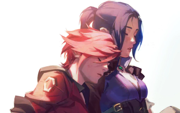 HD desktop wallpaper featuring Vi and Caitlyn from the TV show Arcane, inspired by League of Legends characters.