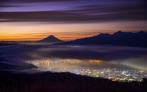 Nature Mount Fuji Volcanoes Night Japan HD Wallpaper | Background Image