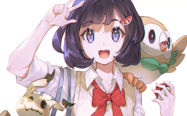 Mimikyu (Pokémon) Rowlet (Pokémon) Mizuki (Pokémon) Anime Pokémon HD Desktop Wallpaper | Background Image