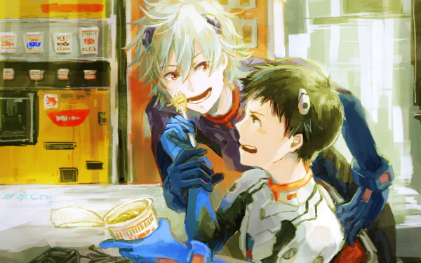 Kaworu Nagisa Shinji Ikari Anime Neon Genesis Evangelion HD Desktop Wallpaper | Background Image