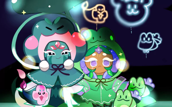 Lotus Polliwog (Cookie Run) Lotus Dragon Cookie (Cookie Run) Hydrangea Cookie (Cookie Run) Floral Froglet (Cookie Run) video game Cookie Run: OvenBreak HD Desktop Wallpaper | Background Image