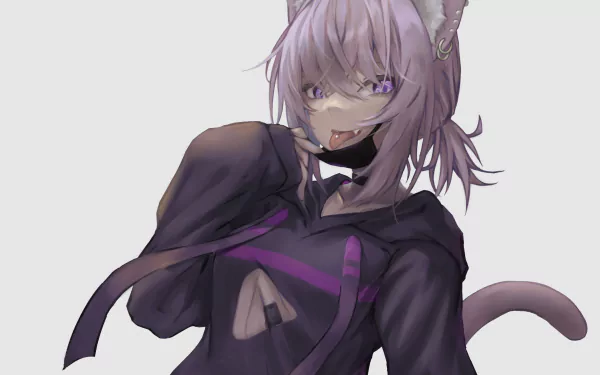 hololive Nekomata Okayu Anime Virtual Youtuber HD Desktop Wallpaper | Background Image