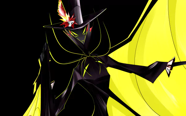Zestial from the TV show Hazbin Hotel, depicted in vibrant 4K Ultra HD art with bold yellow and black colors, as a striking PC desktop wallpaper.