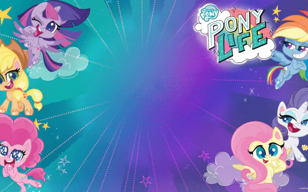 Fluttershy (My Little Pony) Rarity (My Little Pony) Rainbow Dash Pinkie Pie Applejack (My Little Pony) Twilight Sparkle TV Show My Little Pony: Pony Life HD Desktop Wallpaper | Background Image