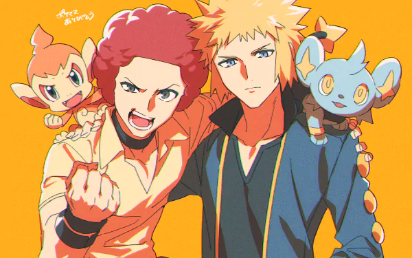 Chimchar (Pokémon) Shinx (Pokémon) Flint (Pokémon) Volkner (Pokemon) Pokémon: Diamond and Pearl Anime Pokemon HD Desktop Wallpaper | Background Image