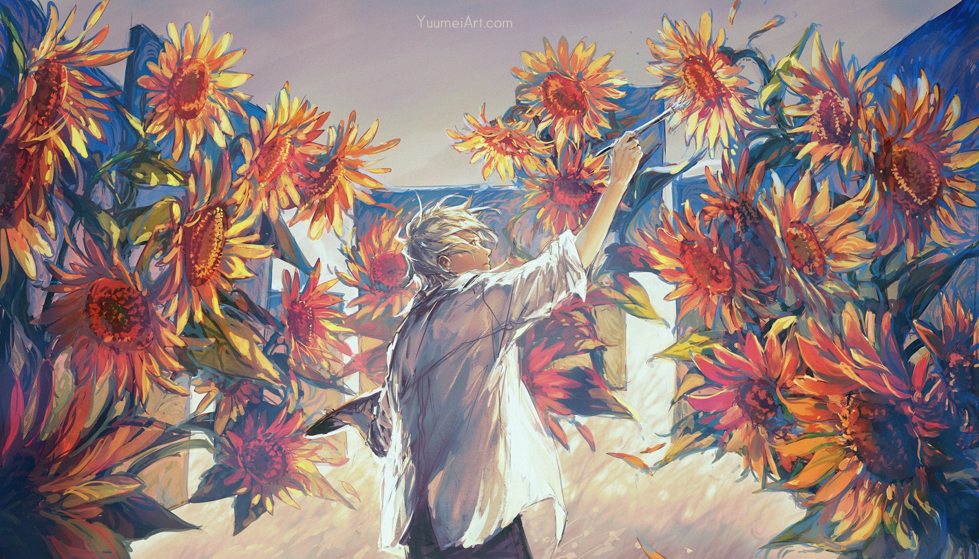 Download Sunflower Anime Boy Anime Boy HD Wallpaper by Wenqing Yan