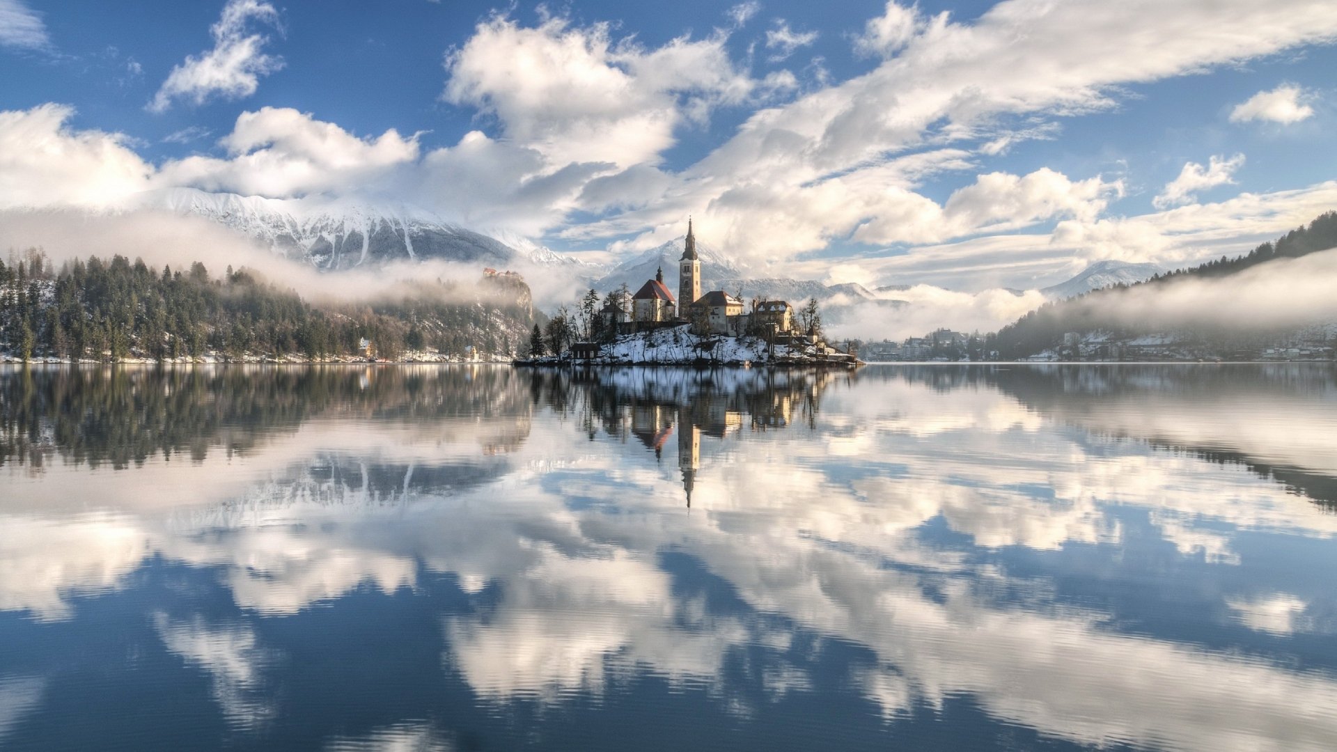 Download Reflection Lake Bled Slovenia Religious Assumption Of Mary Church HD Wallpaper