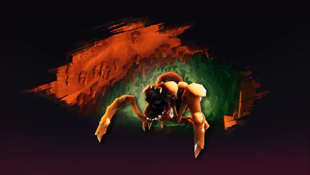 HD wallpaper of Deep Rock Galactic featuring a dwarf miner in a dynamic pose with a pickaxe, set against a stylized cave background.