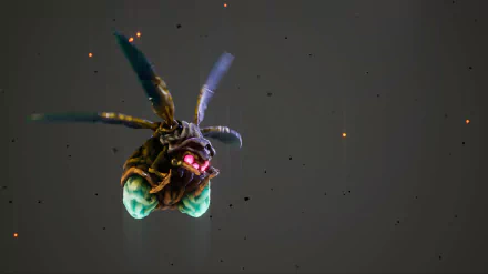 HD desktop wallpaper featuring a creature from Deep Rock Galactic game, with a dark background and glowing elements.