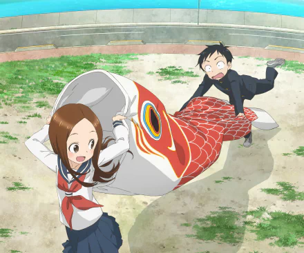 Nishikata (Karakai Jouzu no Takagi-san) Takagi (Karakai Jouzu no Takagi-san) Anime Teasing Master Takagi-san HD Desktop Wallpaper | Background Image