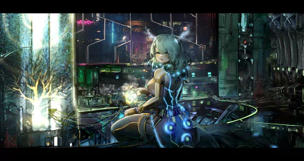 cyberpunk Ceres Fauna hololive Anime Virtual Youtuber HD Desktop Wallpaper | Background Image