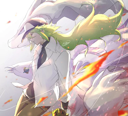 legendary pokémon Reshiram (Pokémon) N (Pokémon) Pokemon: Black and White Anime Pokemon HD Desktop Wallpaper | Background Image