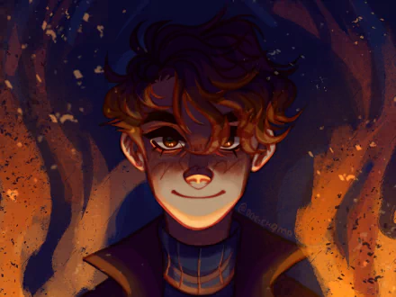 HD desktop wallpaper featuring a stylized portrait of Wilbur Soot from the Dream SMP video game, with warm tones and dynamic lighting.