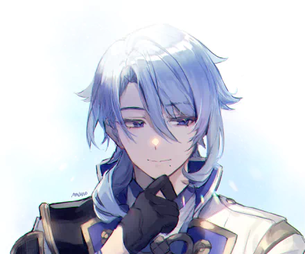 HD PC desktop wallpaper featuring Kamisato Ayato from the video game Genshin Impact, showcasing his calm expression and detailed anime-style design.