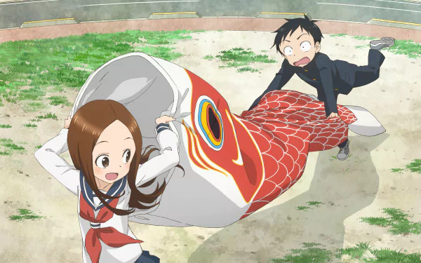 Nishikata (Karakai Jouzu no Takagi-san) Takagi (Karakai Jouzu no Takagi-san) Anime Teasing Master Takagi-san HD Desktop Wallpaper | Background Image