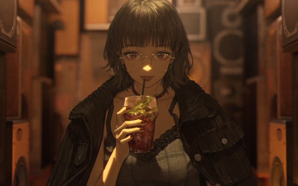 Anime Girl Drinking HD Wallpaper | Background Image