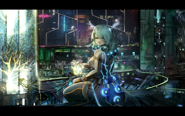 cyberpunk Ceres Fauna hololive Anime Virtual Youtuber HD Desktop Wallpaper | Background Image